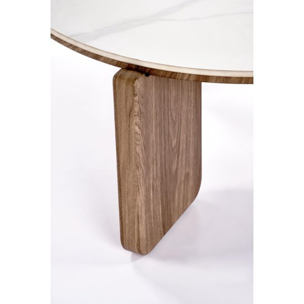 DIUNA set of 2 c.tables, white marble / light walnut