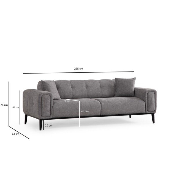 Athena 3 Seater - Light Grey 9