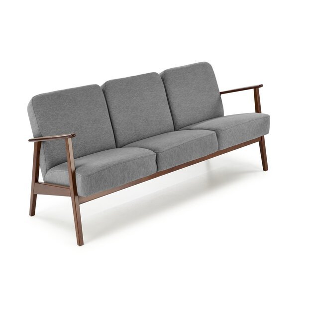 MILANO 3S sofa, grey CASTEL#93 / dark walnut