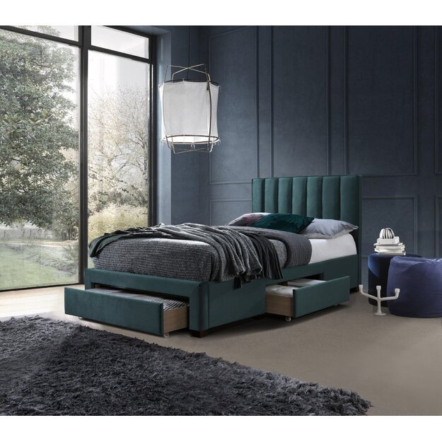 GRACE 120 bed with drawers, color: dark green