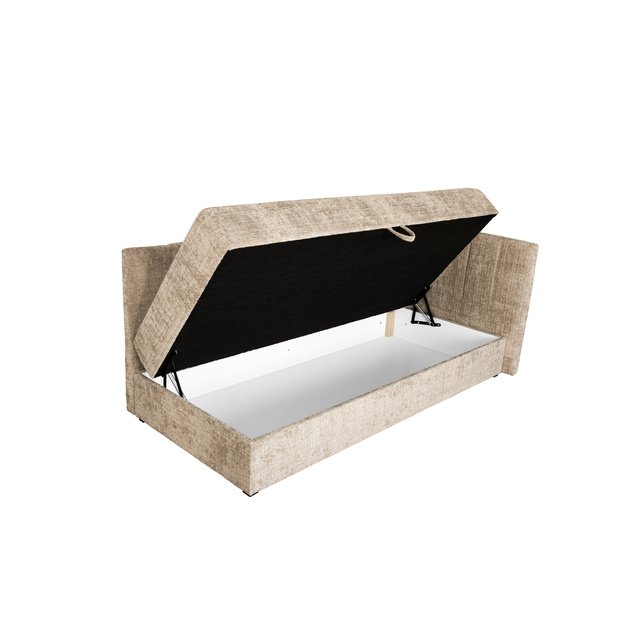 RICKY 90 bed with bedding container and built-in mattress, beige