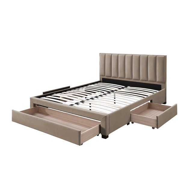 GRACE 140 bed with drawers, color: beige