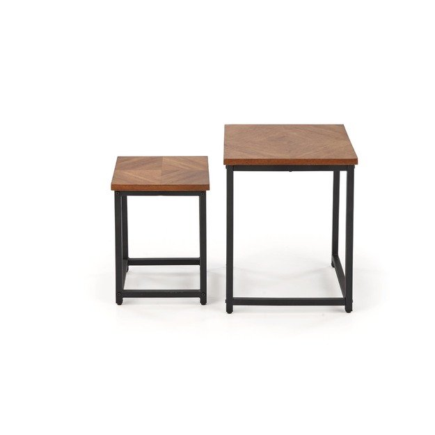 ELZA set of 2 coffee tables, walnut/black 12