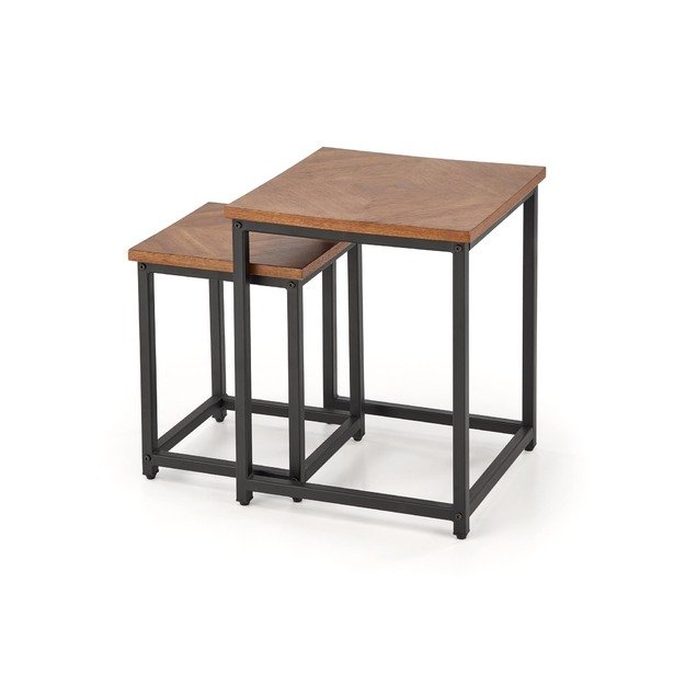 ELZA set of 2 coffee tables, walnut/black 14