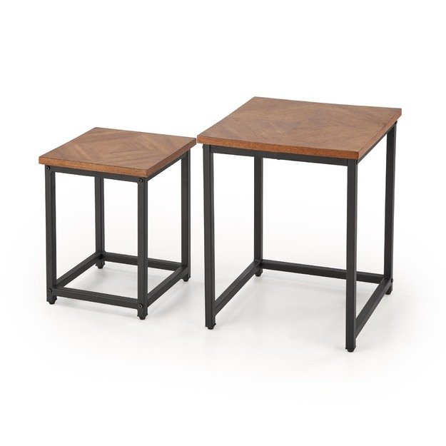 ELZA set of 2 coffee tables, walnut/black 13