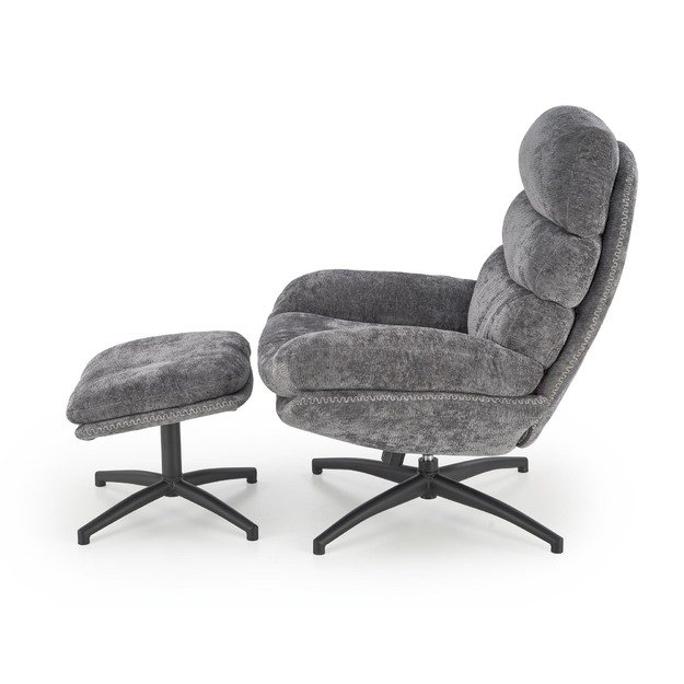 DARIO leisure chair, with stool grey 24