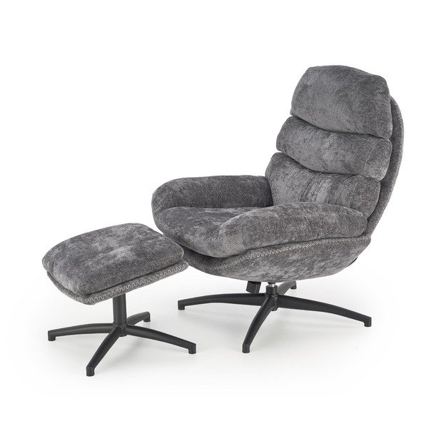 DARIO leisure chair, with stool grey