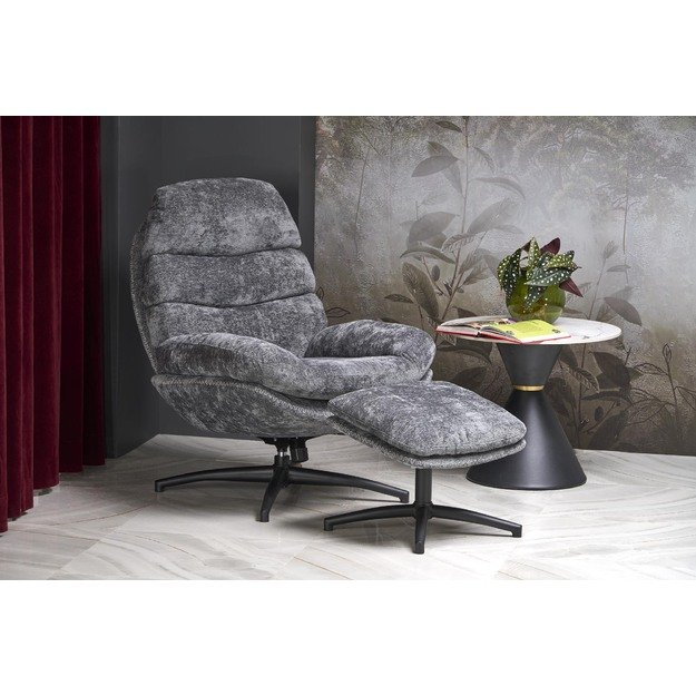 DARIO leisure chair, with stool grey 8