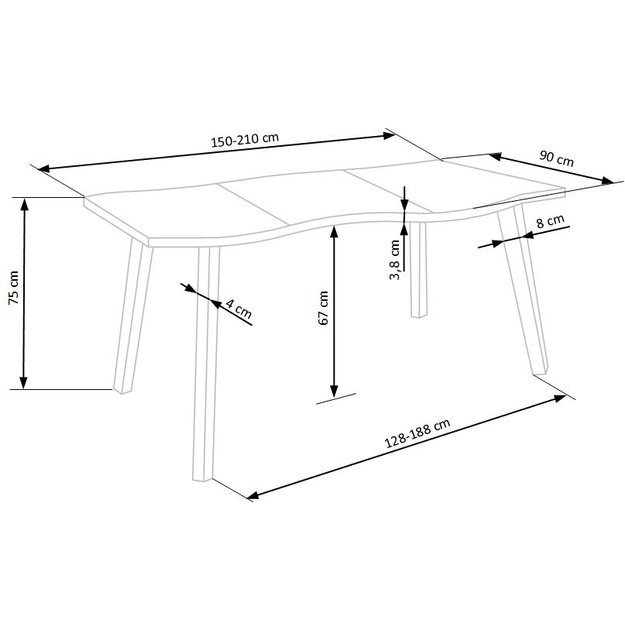 DICKSON 2 extension table 150-210, natural / black 8
