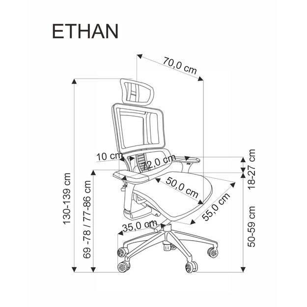 ETHAN office chair, grey 7