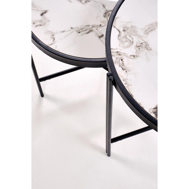 FATIMA  set of two coffee tables, white marble / black 6