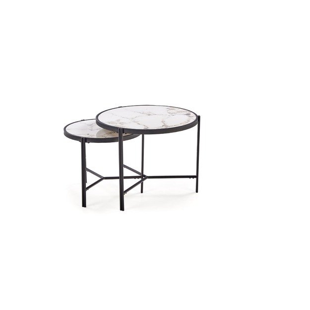 FATIMA  set of two coffee tables, white marble / black 1