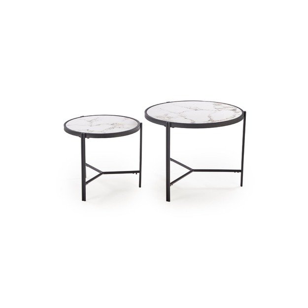 FATIMA  set of two coffee tables, white marble / black 9