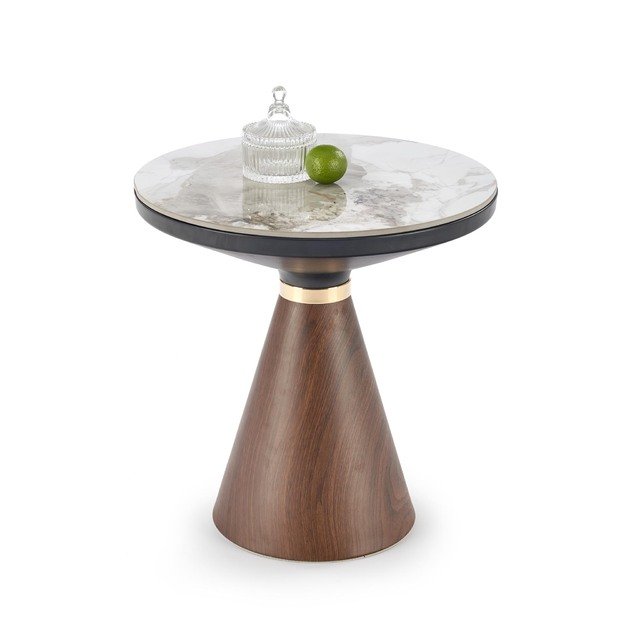 GENESIS_S coffee table, white marble / walnut / gold 2
