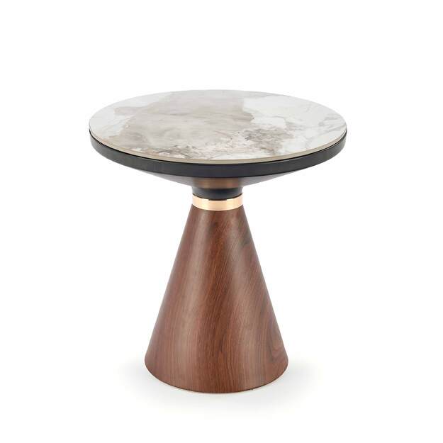 GENESIS_S coffee table, white marble / walnut / gold