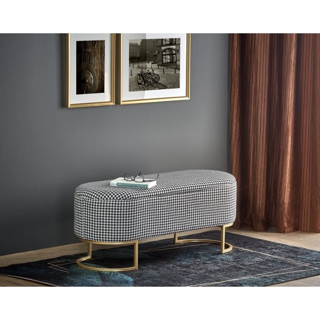 HARMONY bench with storage function, black / white / gold