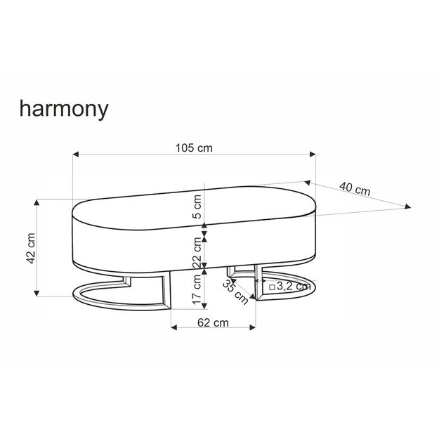 HARMONY bench with storage function, black / white / gold 2