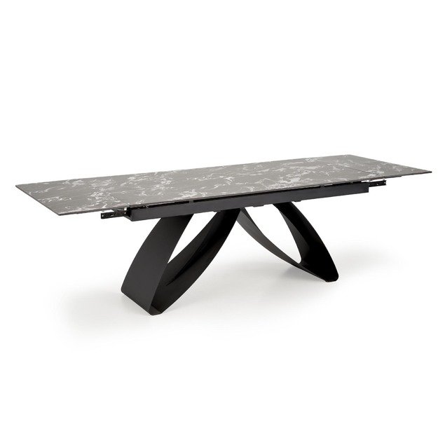 HILARIO extension table, black marble / black 23