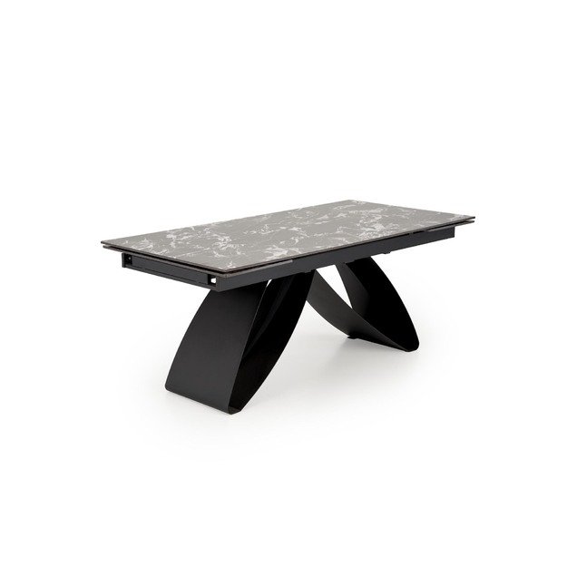 HILARIO extension table, black marble / black 9