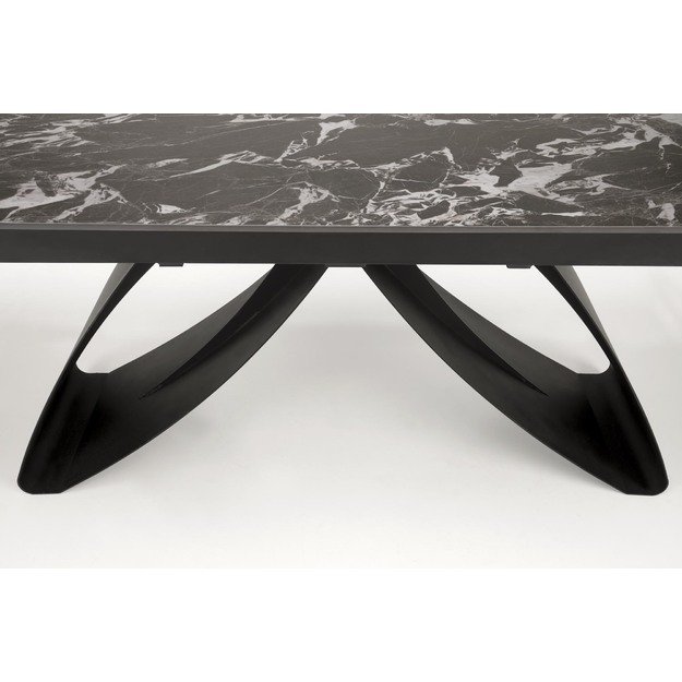 HILARIO extension table, black marble / black 3