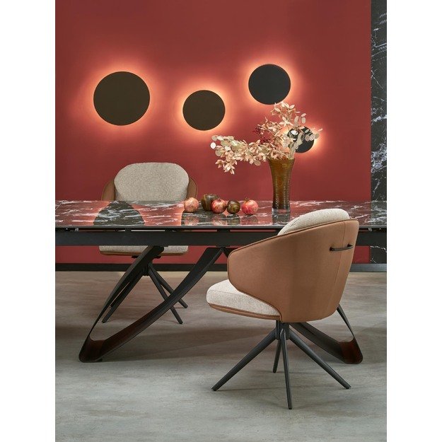 HILARIO extension table, black marble / black 35