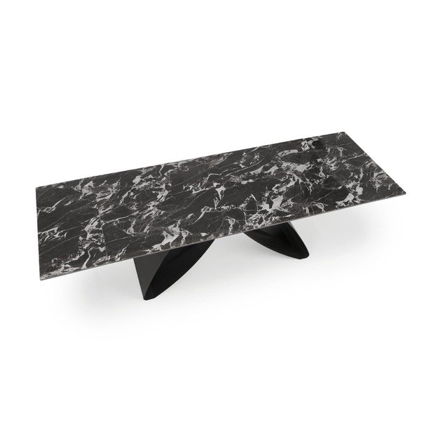 HILARIO extension table, black marble / black 24