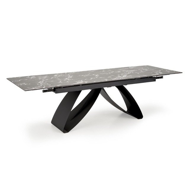 HILARIO extension table, black marble / black 5