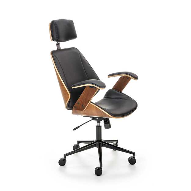 IGNAZIO swivel armchair, walnut/black