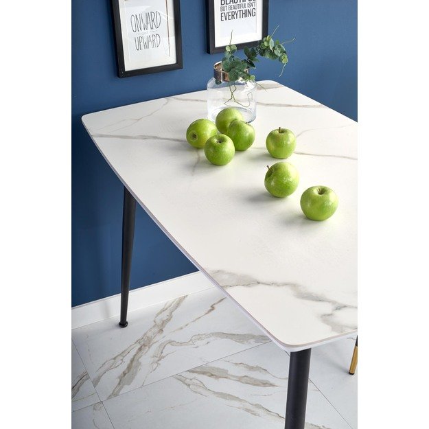 MARCO table, color: top - white marble, legs - black