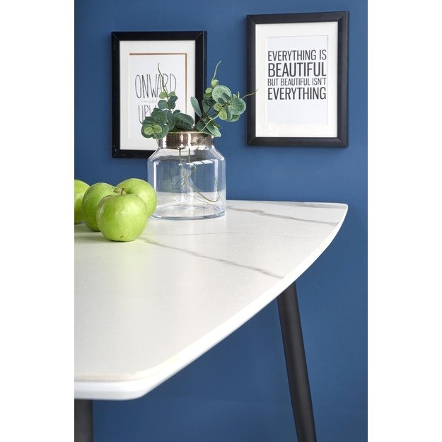 MARCO table, color: top - white marble, legs - black