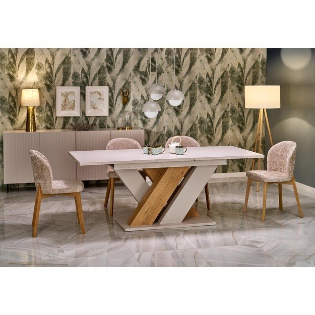 BRANDON extension table, cashmere / cremona oak