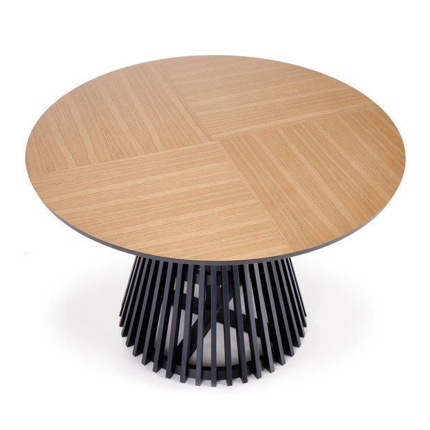 MIYAKI table natural oak, leg black 1