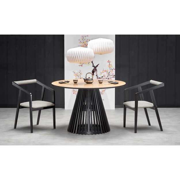 MIYAKI table natural oak, leg black