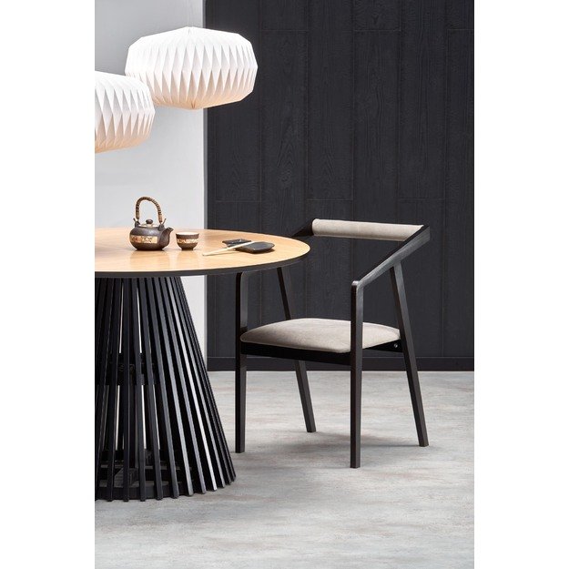MIYAKI table natural oak, leg black 6