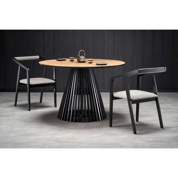 MIYAKI table natural oak, leg black 2
