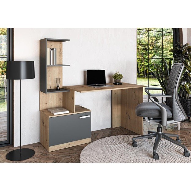 MISO desk, graphite / artisan oak