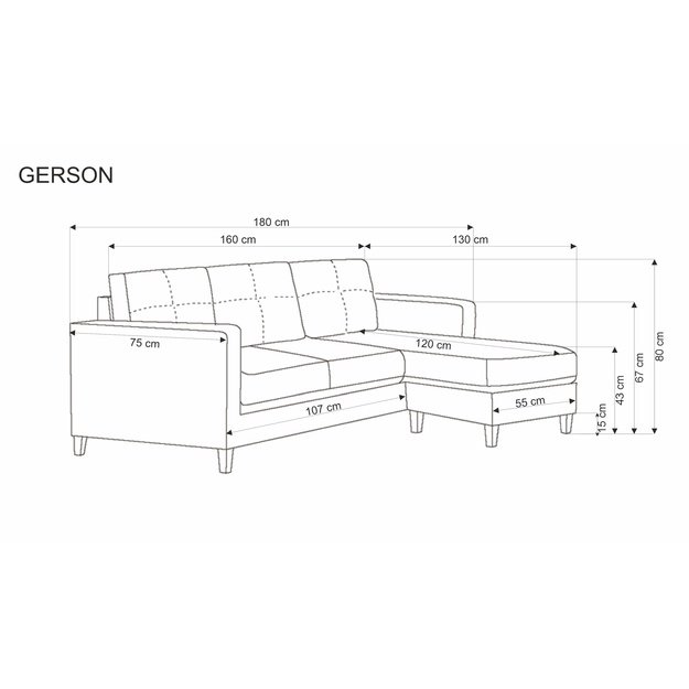 GERSON sofa with ottoman, color: beige