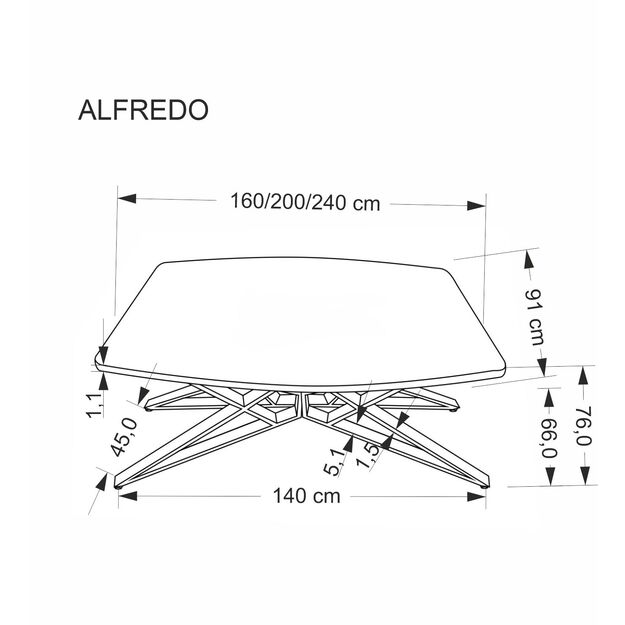 ALFREDO extension table, white marble / black 4
