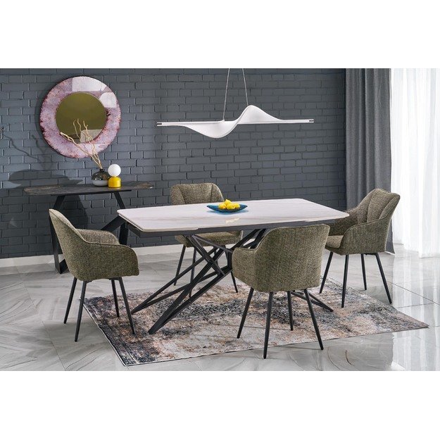 ALFREDO extension table, white marble / black 14