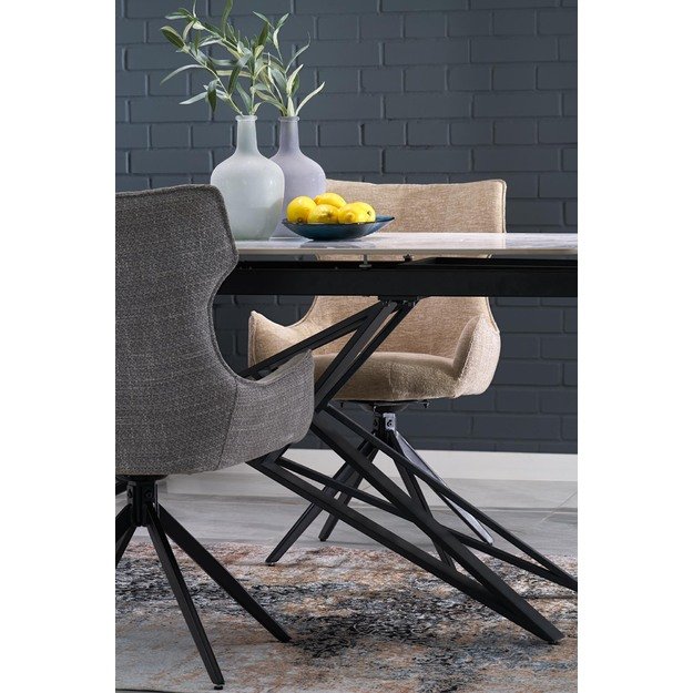 ALFREDO extension table, white marble / black 10