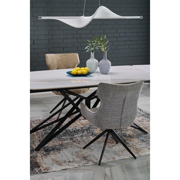 ALFREDO extension table, white marble / black 9