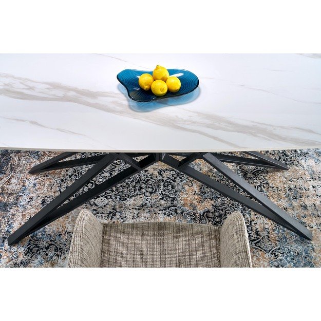 ALFREDO extension table, white marble / black 13
