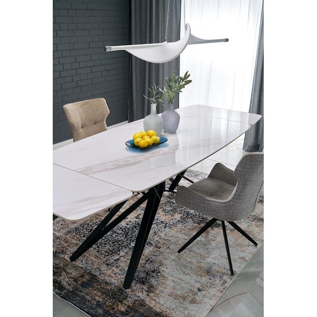 ALFREDO extension table, white marble / black 11