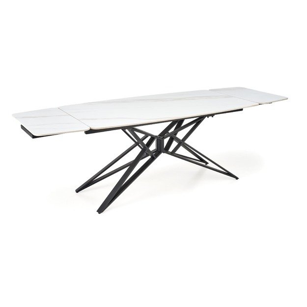 ALFREDO extension table, white marble / black 2