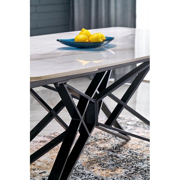ALFREDO extension table, white marble / black 7
