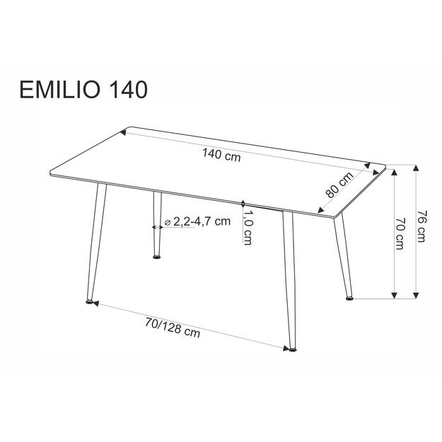 EMILIO 140 table, color: top - white marble, legs - black 16