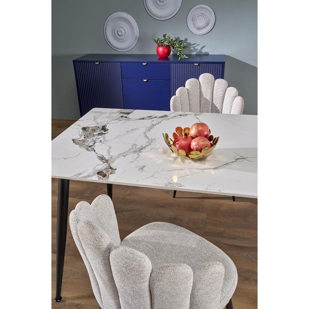 EMILIO 140 table, color: top - white marble, legs - black 6
