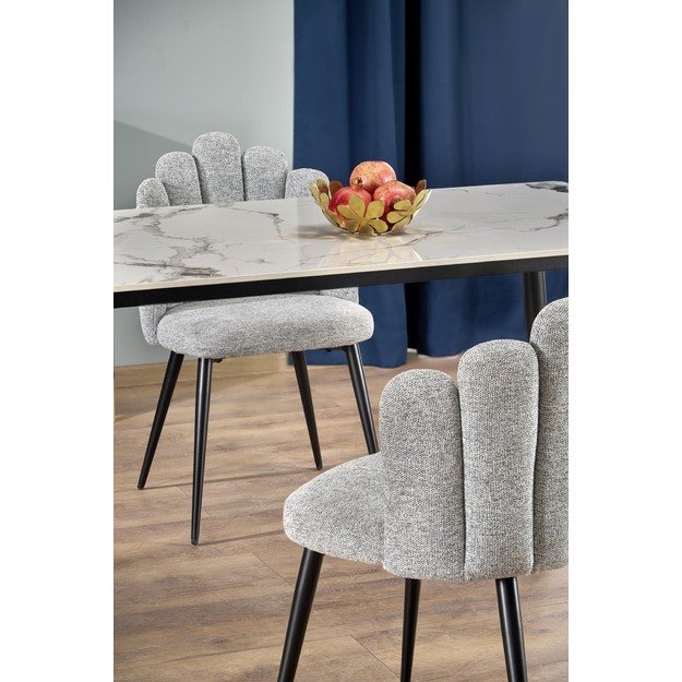 EMILIO 140 table, color: top - white marble, legs - black 7