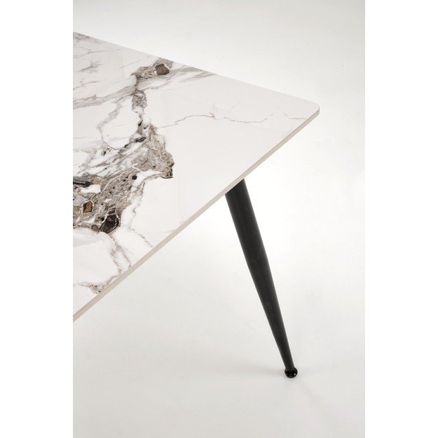 EMILIO 140 table, color: top - white marble, legs - black 12