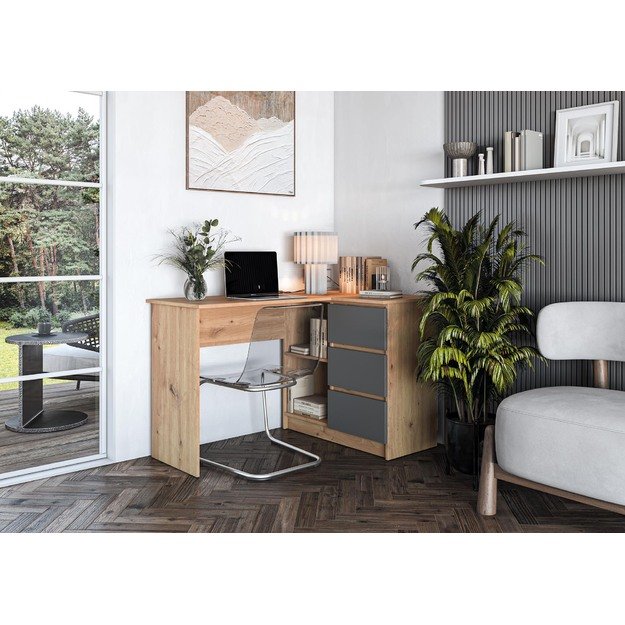 BEGA desk, artisan oak / graphite